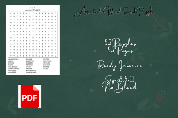 Evaluating a Word Search Puzzles Interior KDP Template for Self-Publishing